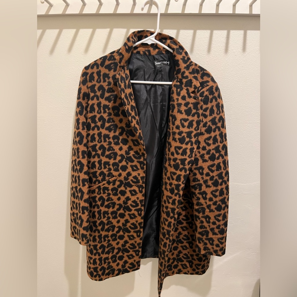 Cheetah long pea coat